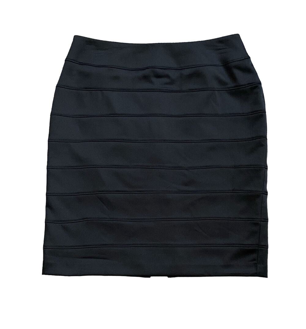 Apt 9 Skirt Womens 4 Black Tiered Pencil Career Work Stretch Lined Back Zip